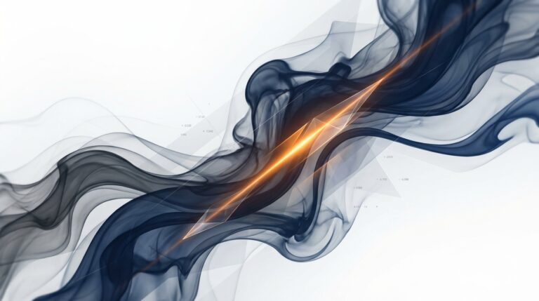 Professional abstract eye-catch image for a blog titled "【国内MBA】AI禁止だからこそ「武器」に課金せよ。社会人大学院生の生存率を上げるPC環境＆学割活用マップ" using the 【ダイナミック・フロー】 style.