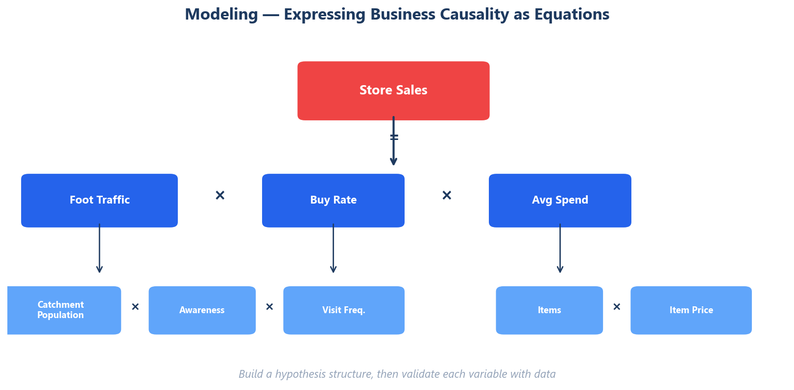 Modeling: expressing business causal structure as equations