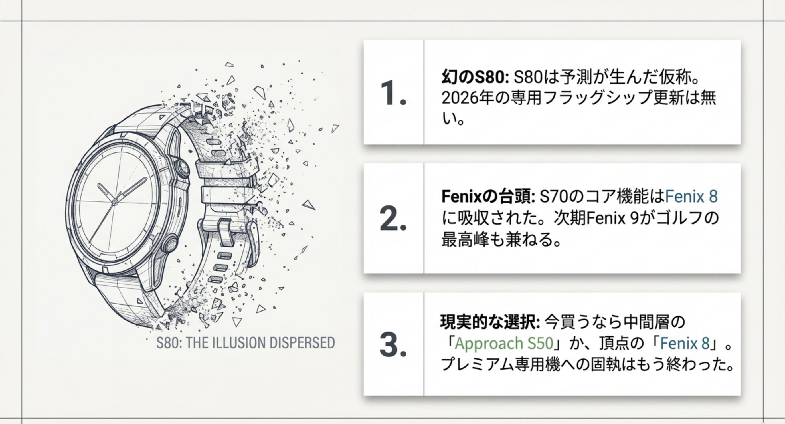 まとめ——幻のS80、Fenixの台頭、現実的な選択の3ポイント