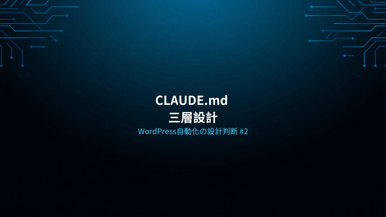 WordPress自動化の設計判断 #2 — CLAUDE.md 三層設計