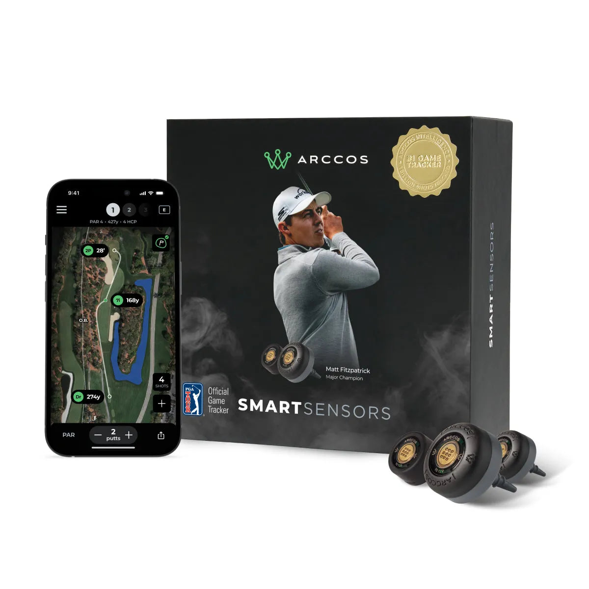 Arccos Smart Sensorsの製品とアプリ画面
