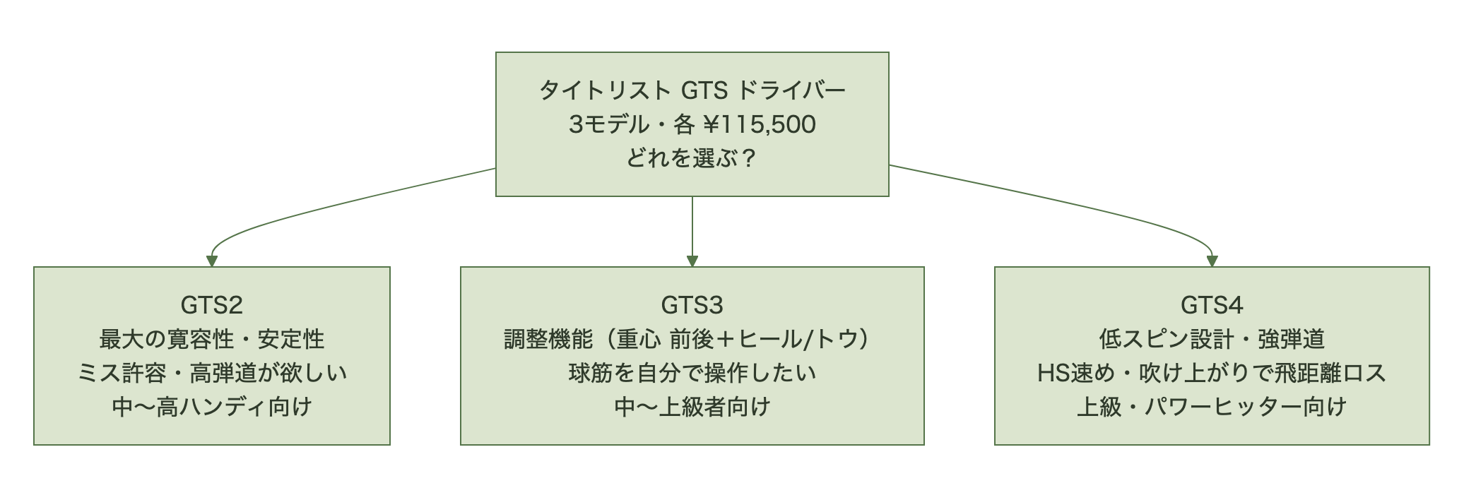 GTS2・GTS3・GTS4のモデル選択フロー図