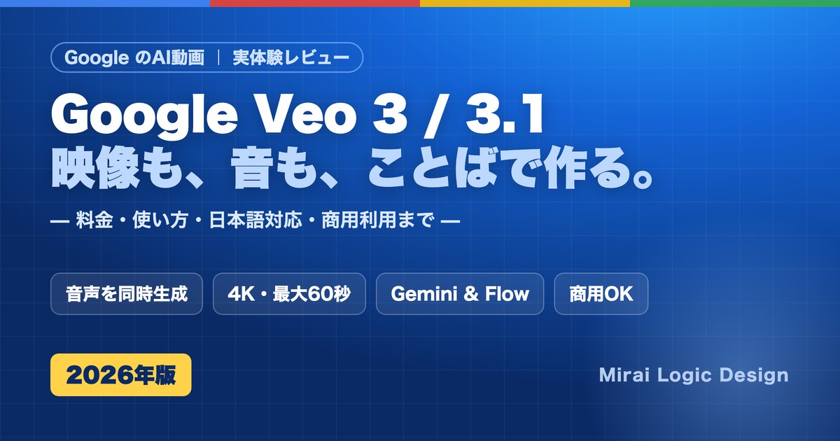 Google Veo 3/Veo 3.1の使い方・料金・日本語対応・商用利用を実体験レビュー