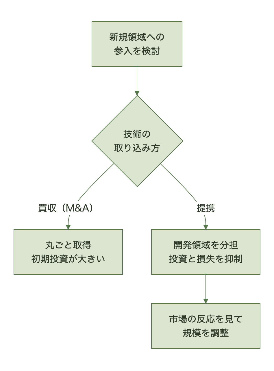 多角化手法の選択フロー図