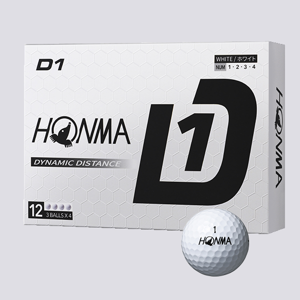 HONMA D1(2024年モデル)ホワイトの1ダースパッケージとボール