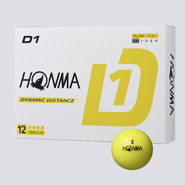 HONMA D1(2024年モデル)イエローのパッケージとボール