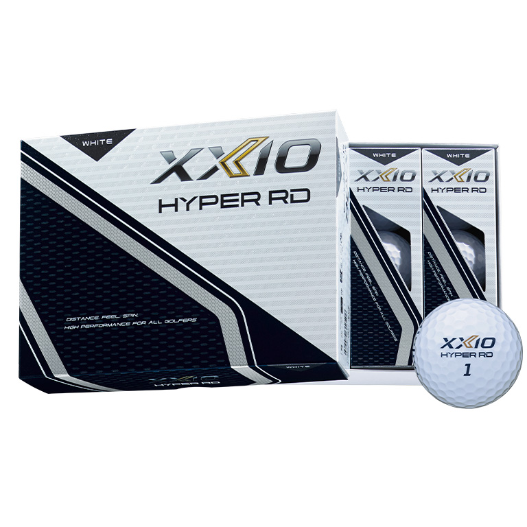 干支柄のない通常のXXIO HYPER RD(ホワイト)の1ダース箱とボール