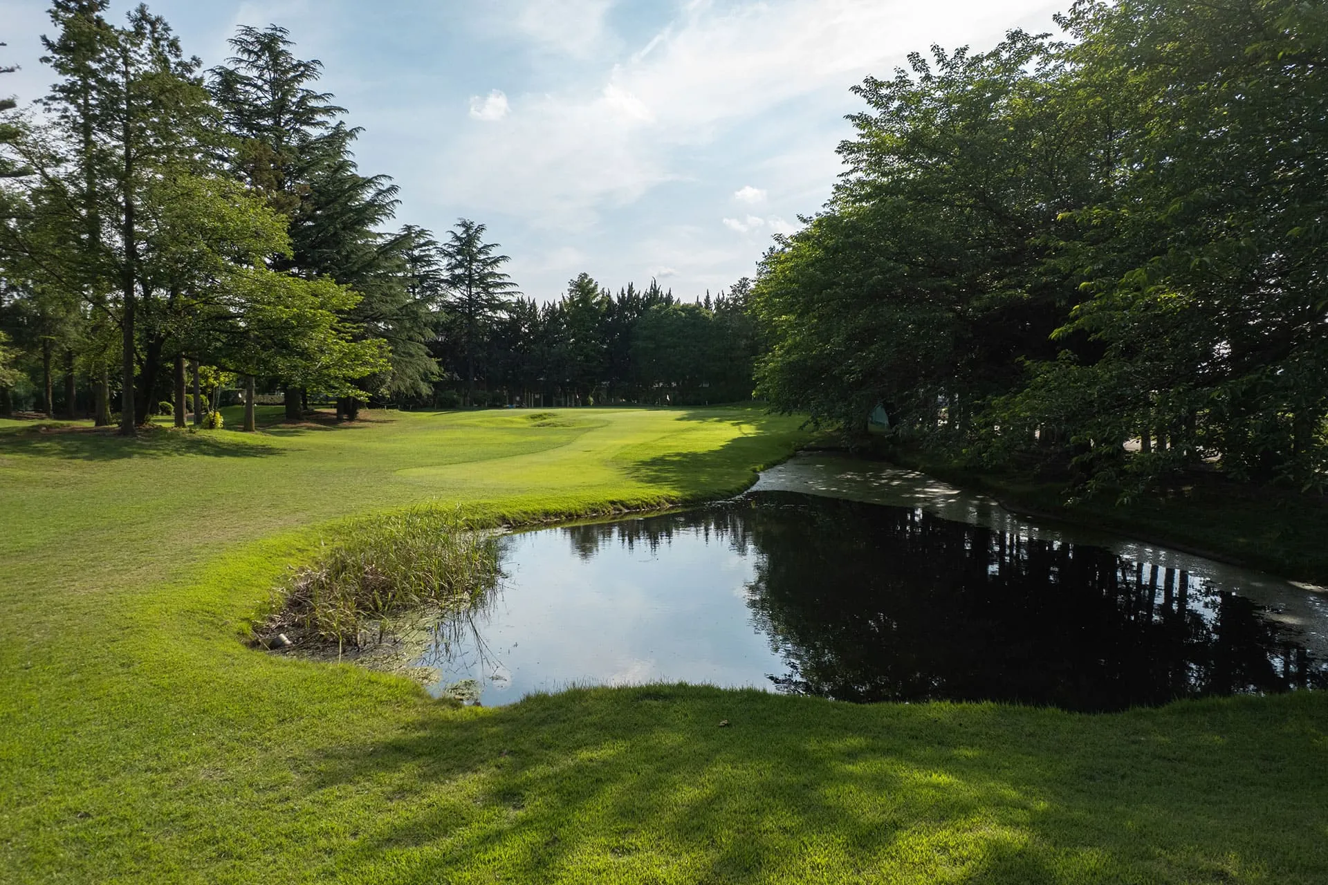 花湯の森ショートコース No.2(83yd)池越えのホール